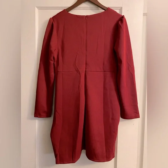 NWT DESIRED DRESSES Wine Ruched Mini Dress - Picture 4 of 7